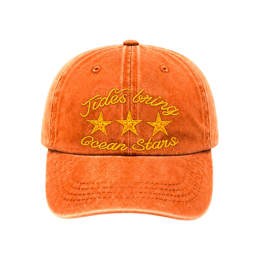 Burnt orange cap with Tides bring ocean stars in yellow script above three yellow starfish