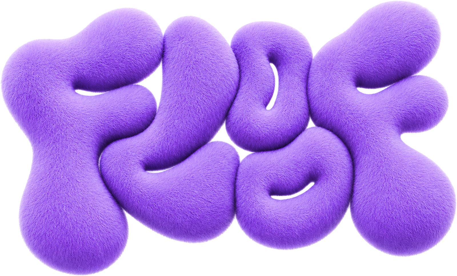 Floof — fuzzy purple 3D wordmark