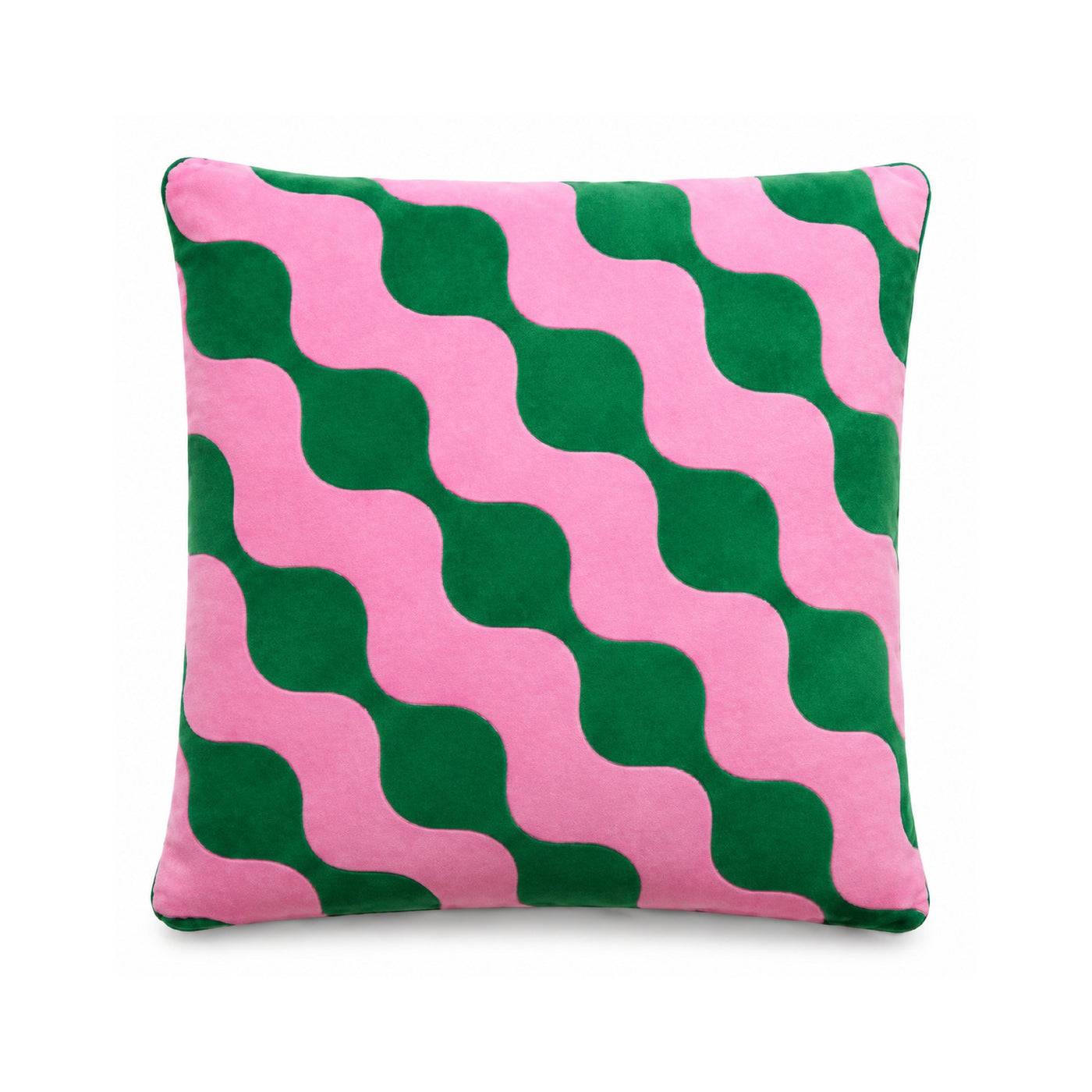 Macaron Wave cushion in green and pink