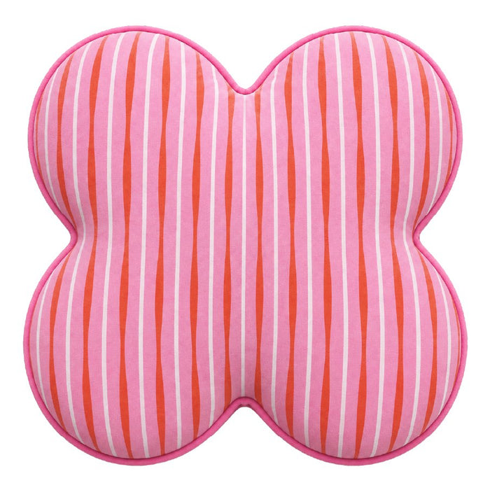 Sorbet Cupcake cushion, a four petal shape in pink and orange stripe