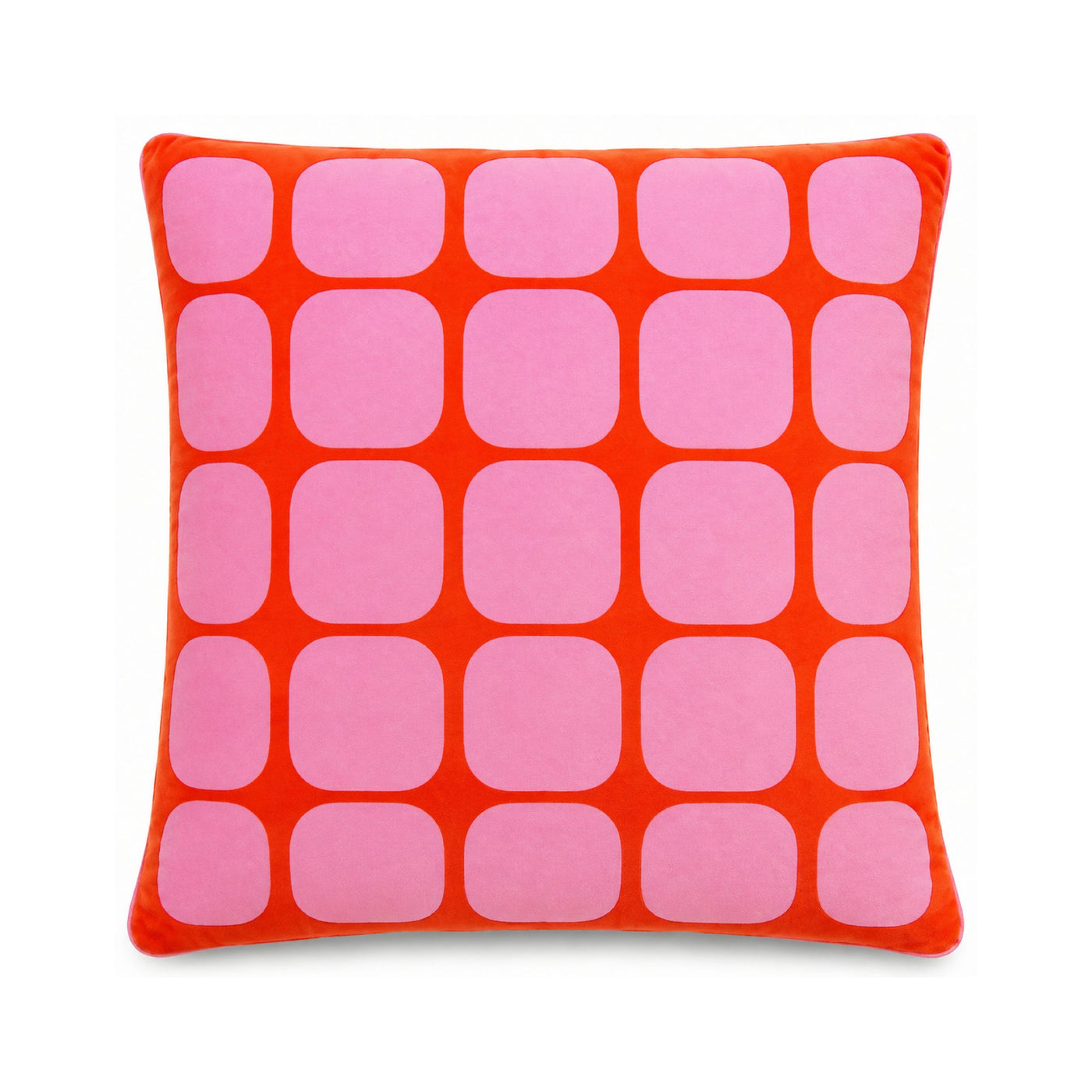 Sorbet Grid cushion in pink and red