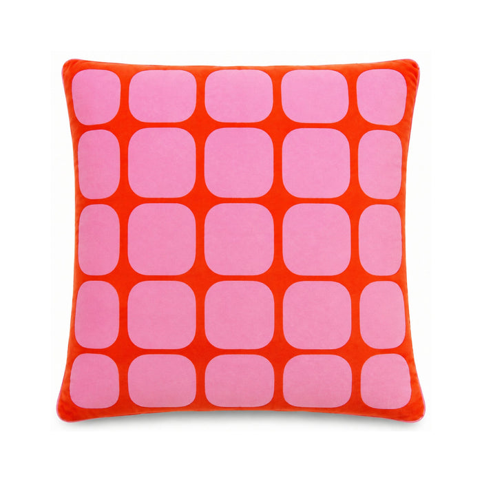 Sorbet Grid cushion in pink and red
