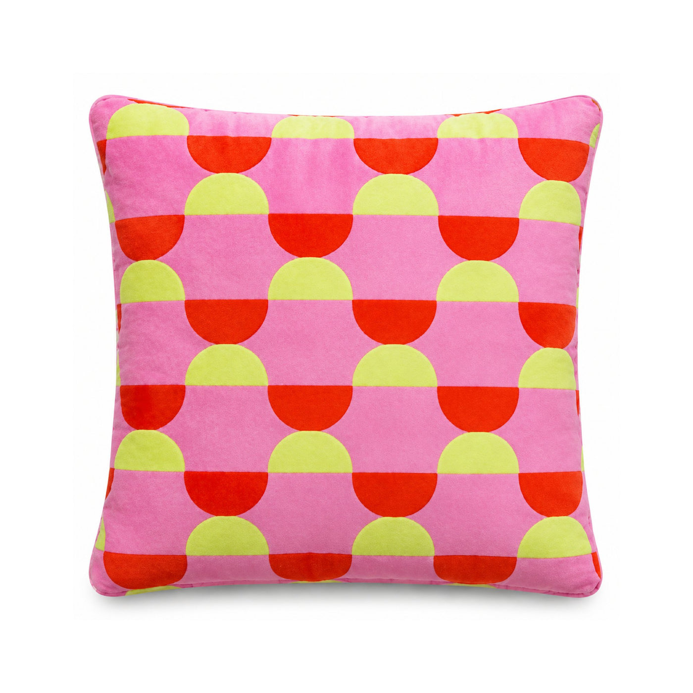 Sorbet Scallop cushion in pink, red and yellow