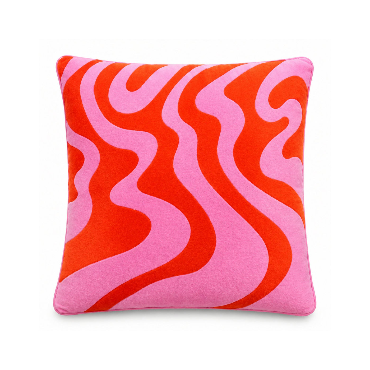 Sorbet Swirl cushion in red and pink